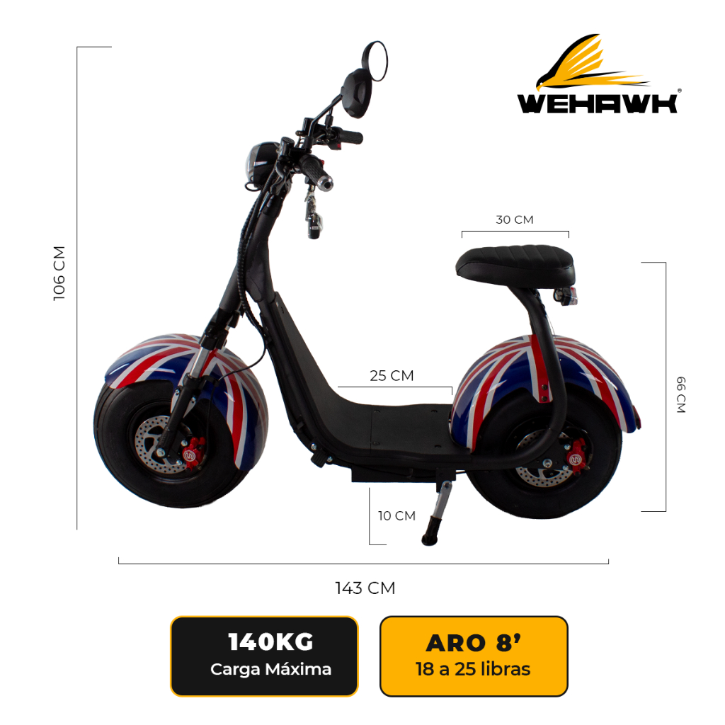 Scooter Elétrica WeHawk x7 1000W - Image 4