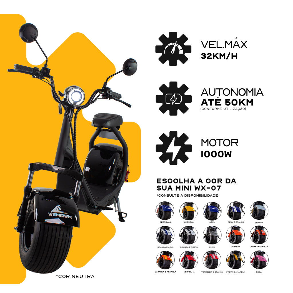 Scooter Elétrica WeHawk x7 1000W - Image 6