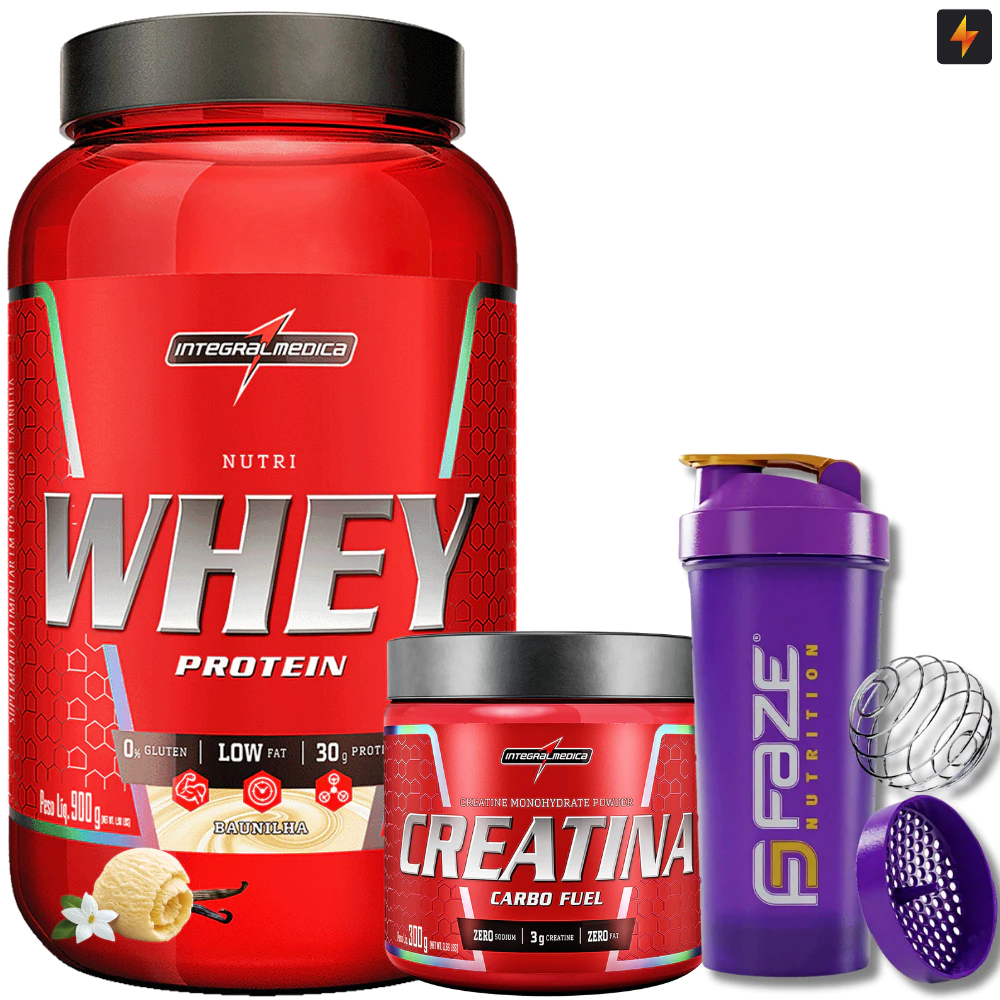 Kit Nutri Whey + Creatina + Coteleira