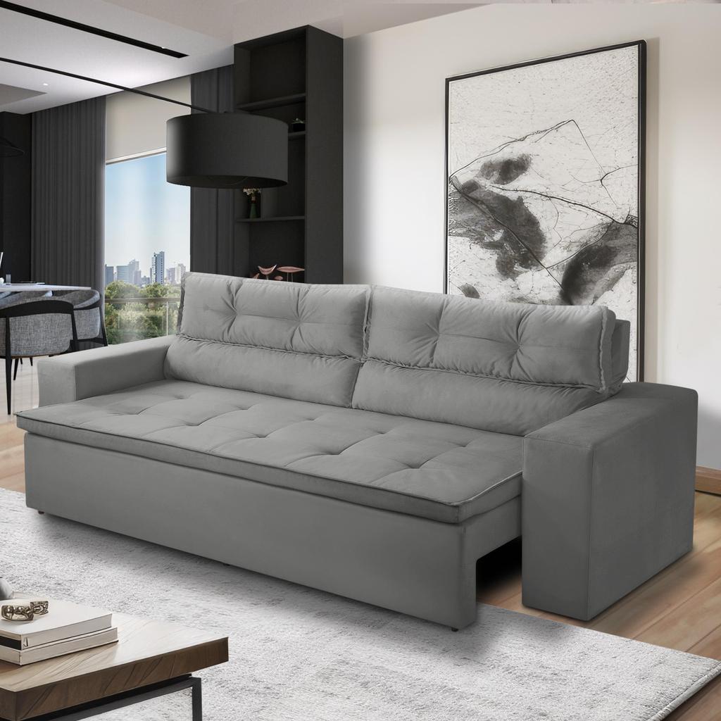 Sofá Retrátil 3 Lugares Vegas Suede