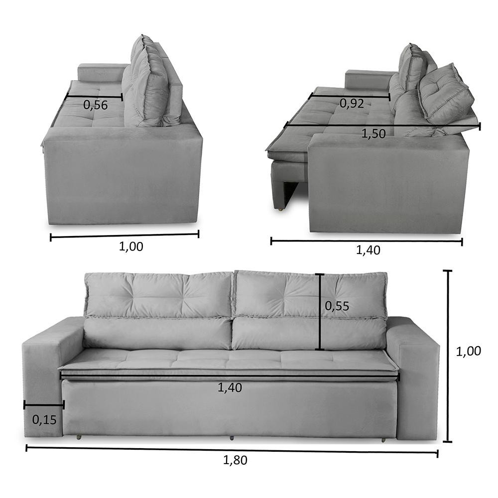 Sofá Retrátil 3 Lugares Vegas Suede - Image 14