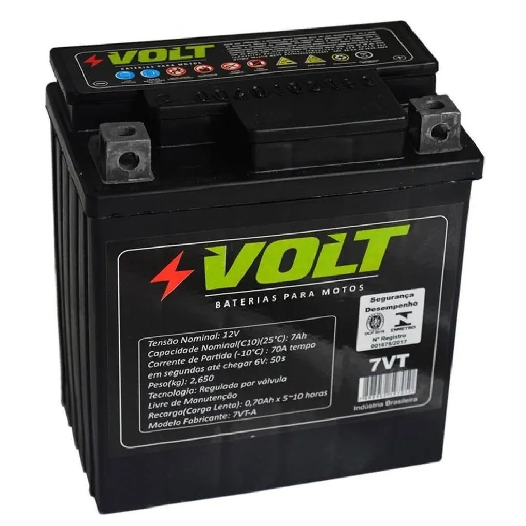Bateria Volt 7Vt 7Ah para Sua Moto