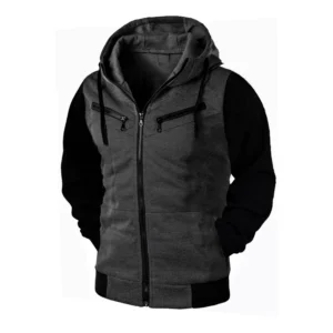 Blusa de Frio Casaco com Zíper e Capuz