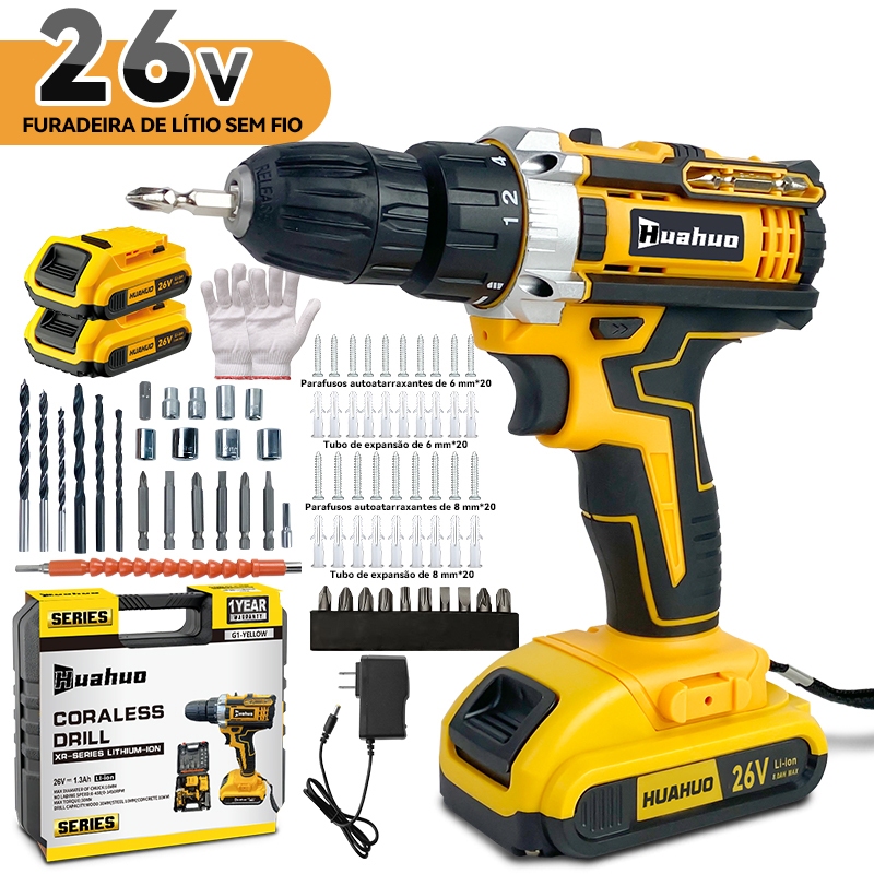 Furadeira Parafusadeira 26V Volder com Maleta Completa