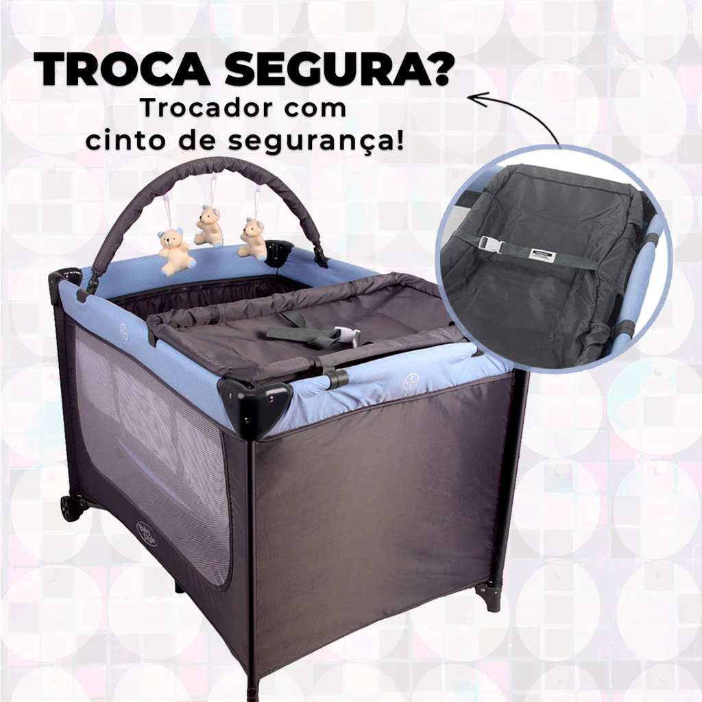 Berço Compacto Joly Azul - Elegância e Conforto