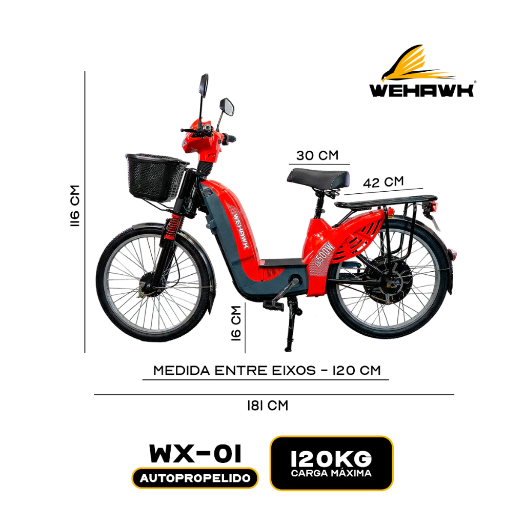 Bicicleta Scooter Elétrica 500W WeHawk EB - Image 2