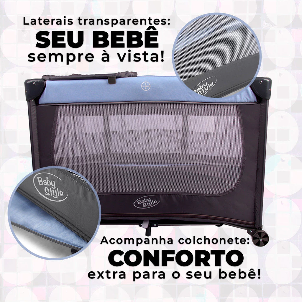 Berço Compacto Joly Azul - Elegância e Conforto - Image 4