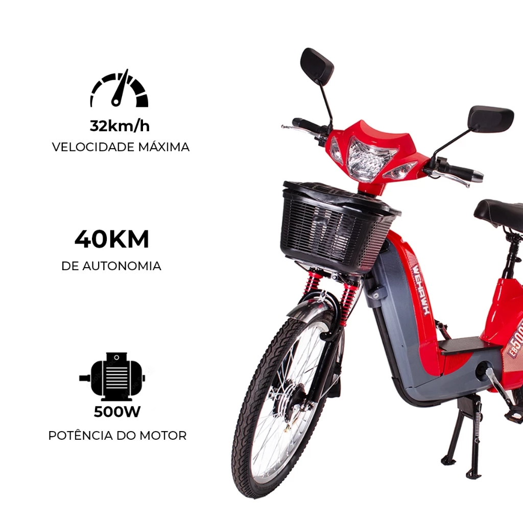 Bicicleta Scooter Elétrica 500W WeHawk EB - Image 7