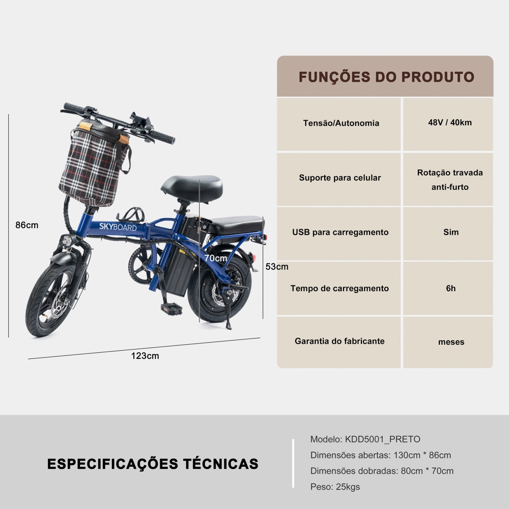 SKYBOARD Bicicleta Elétrica Dobrável - Image 7