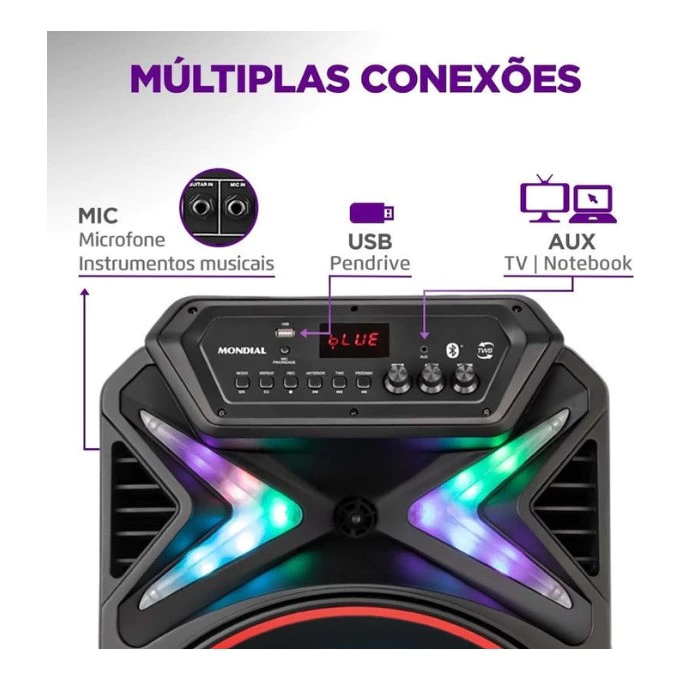 Caixa De Som Amplificada Mondial Connect Lights Plus CM-700 - Image 8