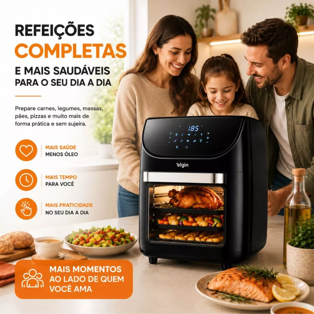 Fritadeira Air Fryer 12L Family Oven Fry Elgin - Image 2