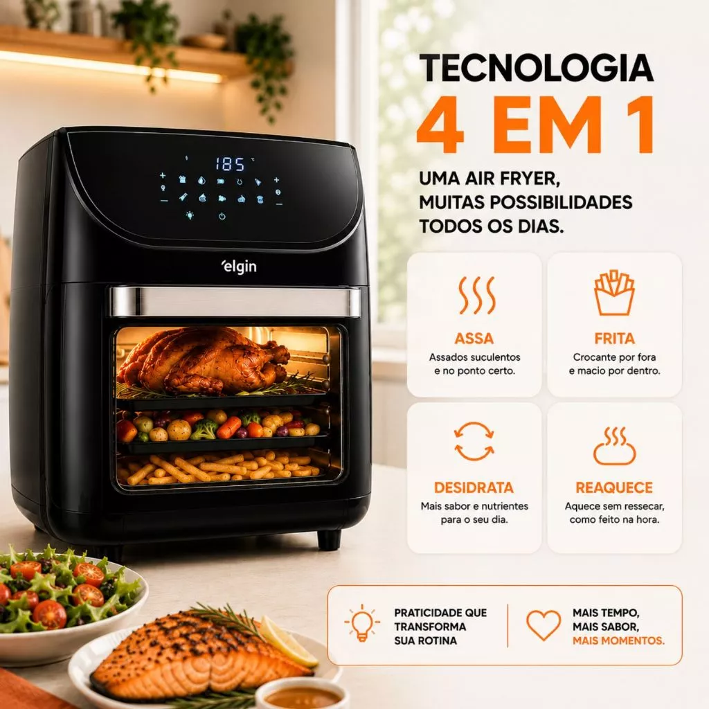 Fritadeira Air Fryer 12L Family Oven Fry Elgin - Image 3