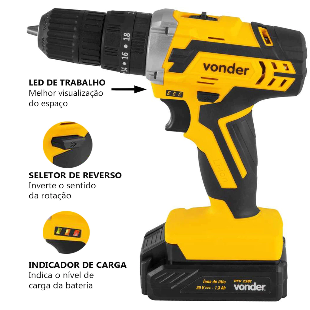 Parafusadeira Furadeira de Impacto 20V Vonder - Image 6