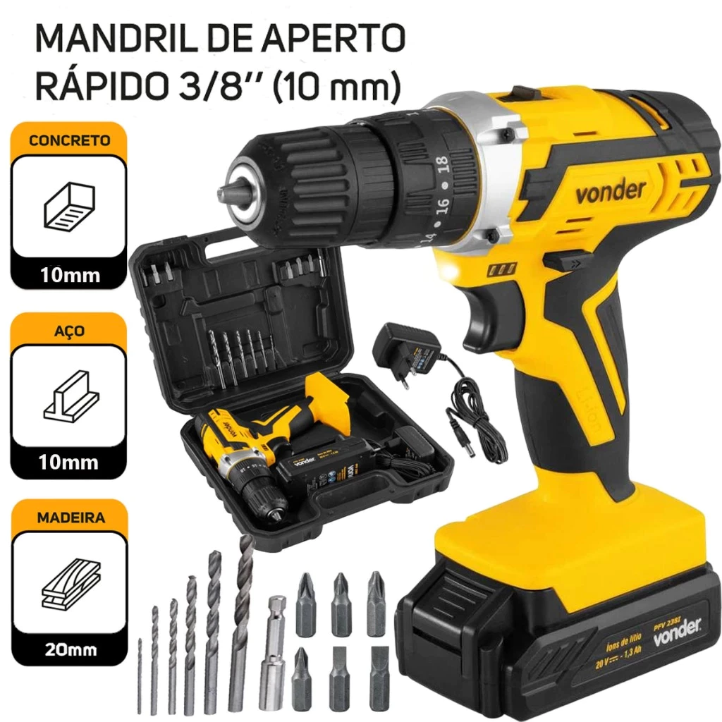 Parafusadeira Furadeira de Impacto 20V Vonder - Image 2