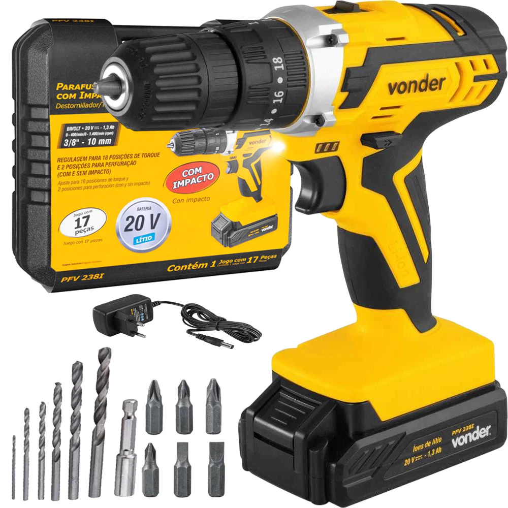 Parafusadeira Furadeira de Impacto 20V Vonder