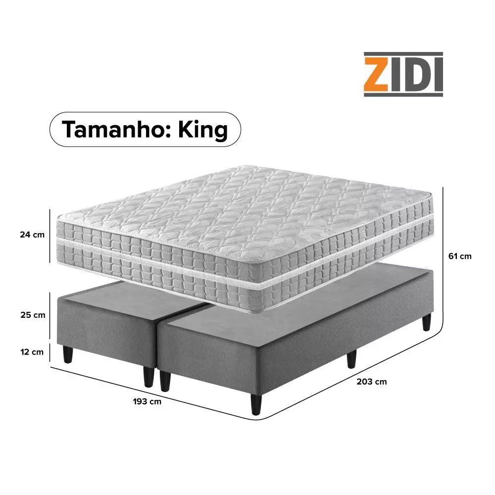 Cama Box King Bipartido + Colchão Zidi Alabama - Image 8