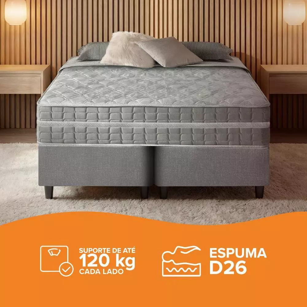 Cama Box King Bipartido + Colchão Zidi Alabama - Image 9