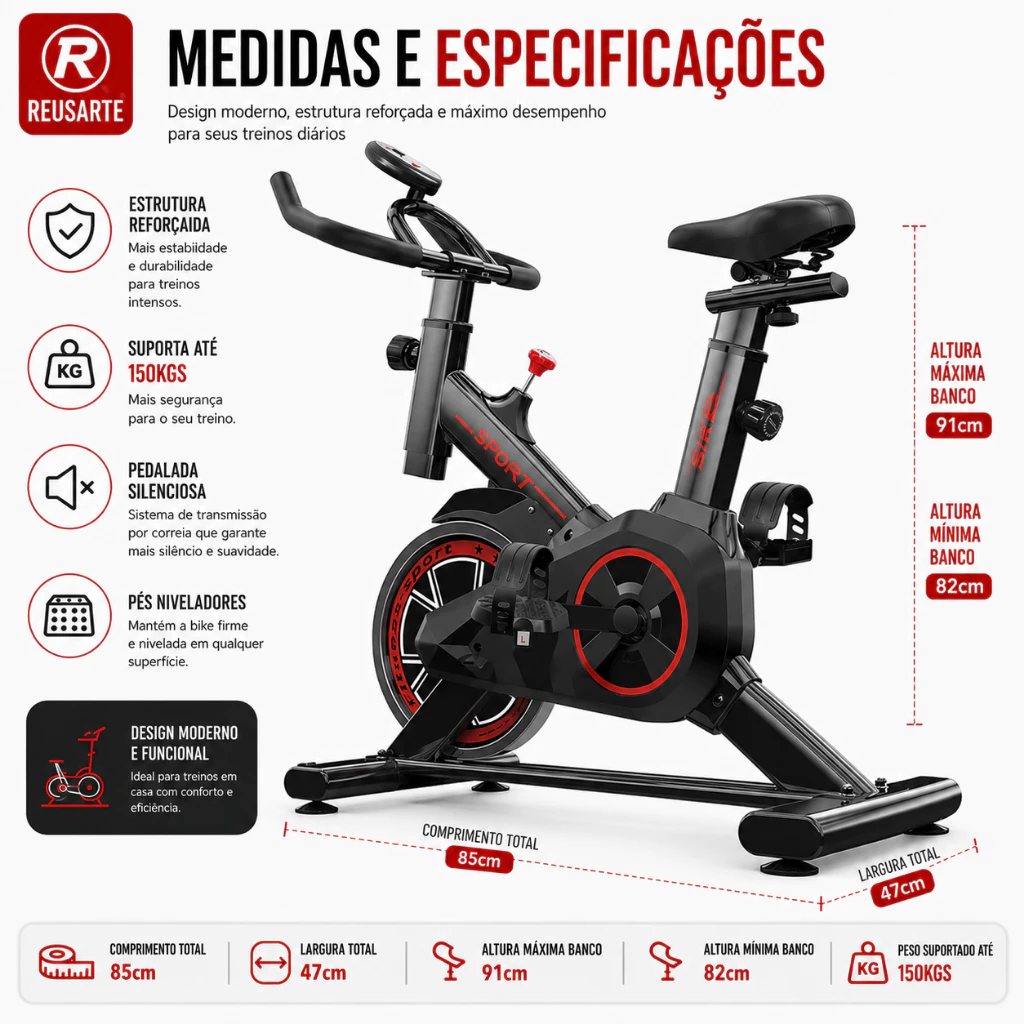 Bicicleta Ergométrica Spinning Profissional - Image 3