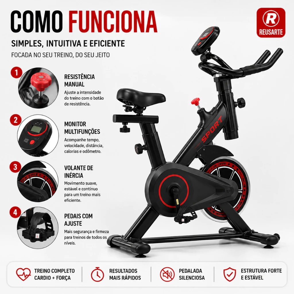 Bicicleta Ergométrica Spinning Profissional - Image 5